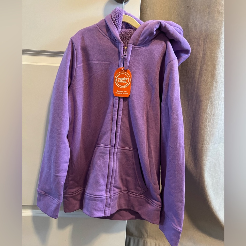 wonder nation Lavender Purple Fleece Hooded Zip-Up Sweatshirt